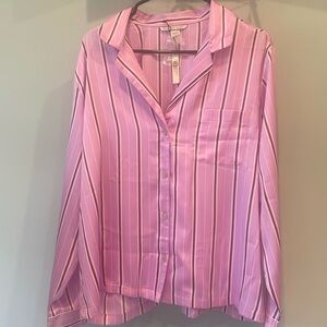 Victoria’s Secret pink stripe sleep shirt long sleeve new